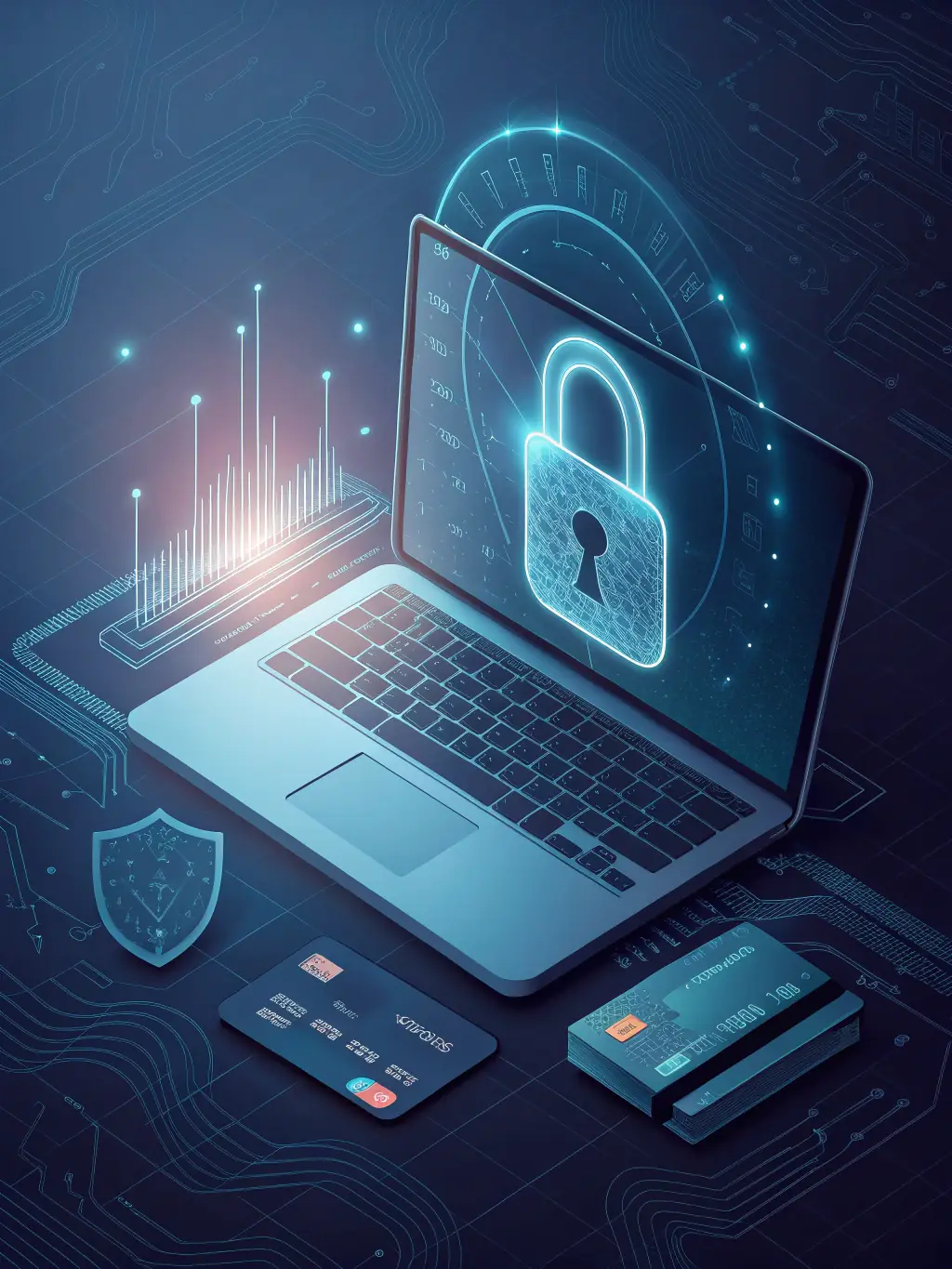 A secure payment gateway interface with encryption symbols, illustrating XenPay's commitment to protecting sensitive financial data.